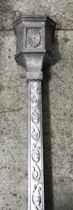 Lead Coated Custom Leader Head and Lead Coated Custom Downspout with Decorative Stamping Ornaments.