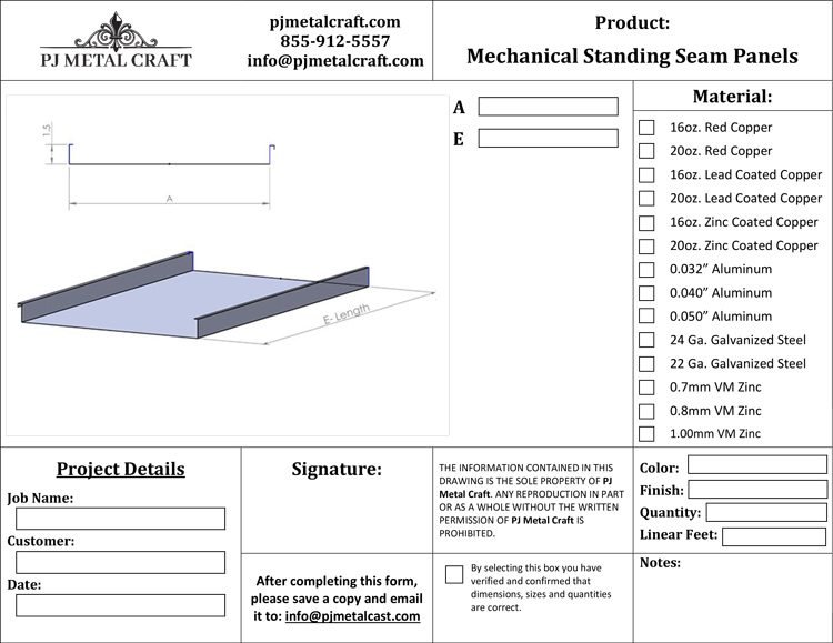 Mechanical Standing Seam Panels Mechanical Standing Seam Panels