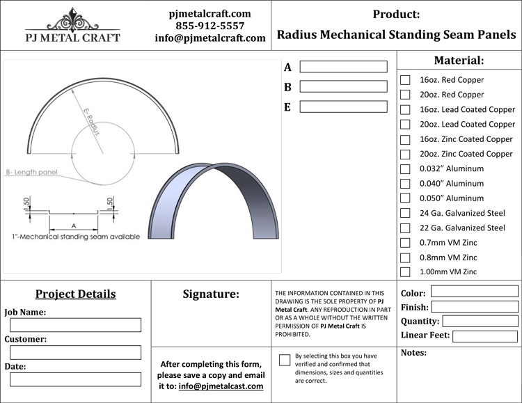 Radius Mechanical Standing Seam Panels