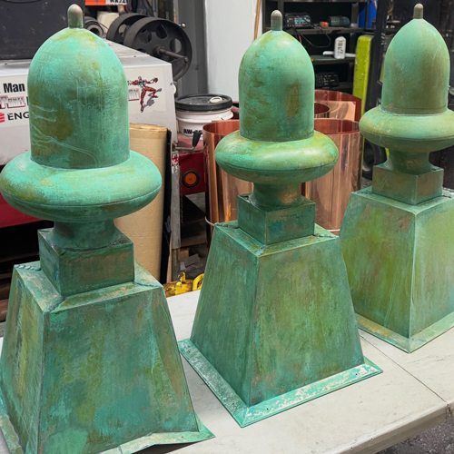 Green Patina Custom Finials